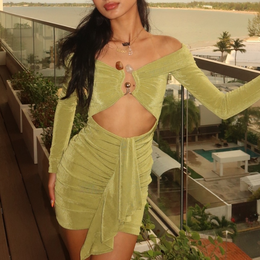 Oh Polly Lime Green Cut-Out Dress